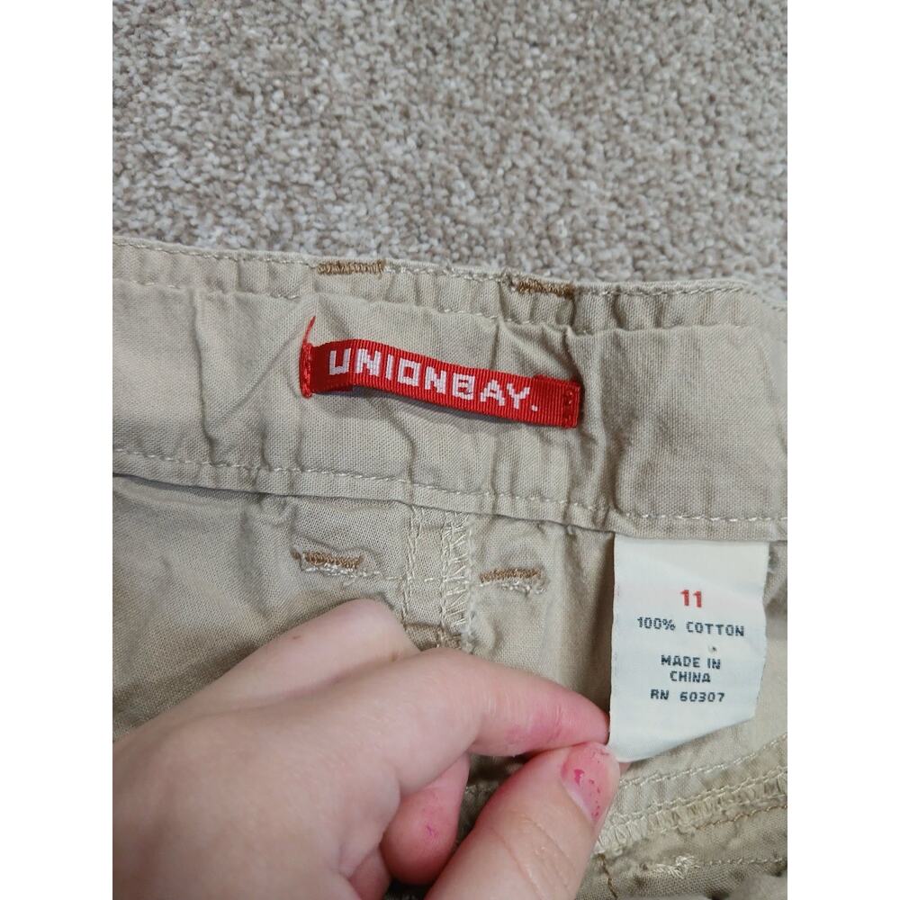 Y2K Indie Sleaze UNIONBAY Low Rise Cargo Shorts Sz 11 Khaki Cotton Utility 2000s - Picture 4 of 12